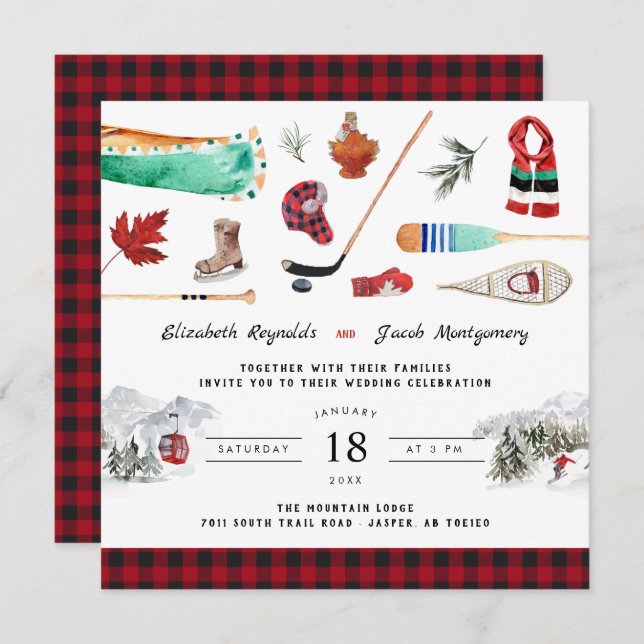 Rustic Winter Mountain | Camping Wedding Invitatio Invitation (Front/Back)