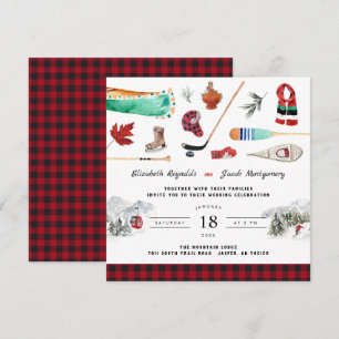 Rustic Winter Mountain   Camping Wedding Invitatio Invitation