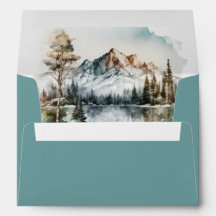 Rustic Winter Mountain Invitation Envelope