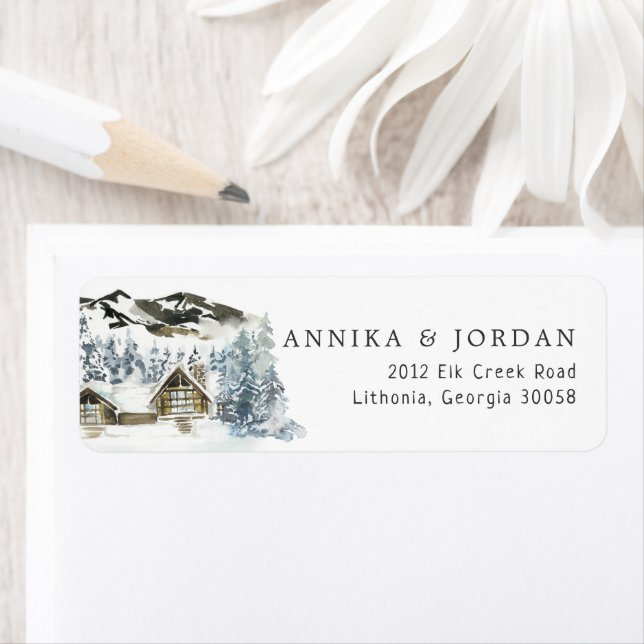 Rustic Winter Mountain Return Address Label (Insitu)
