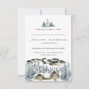 Rustic Winter Mountain RSVP w/Meal Choice