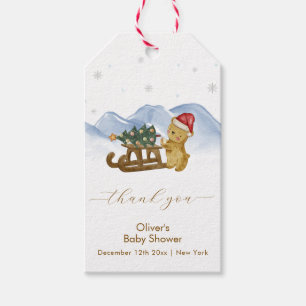 Rustic Winter Mountain Sleigh Bear Baby Shower  Gift Tags