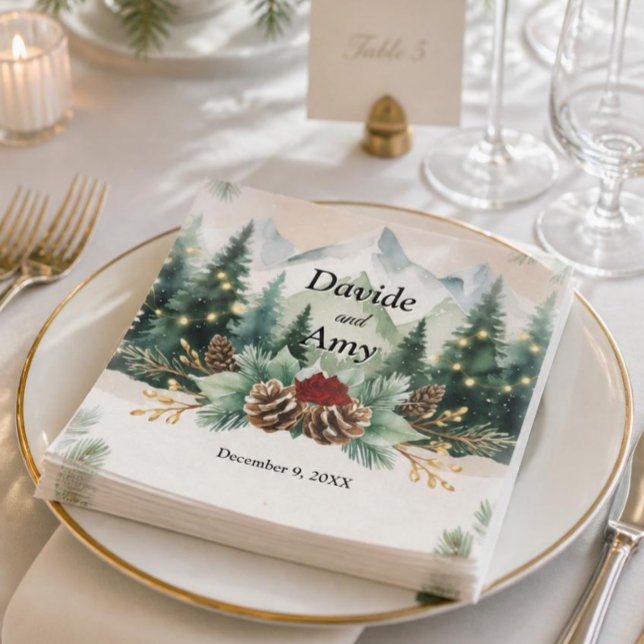 Rustic Winter Mountain Wedding| Pinecones Napkin (Creator Uploaded)