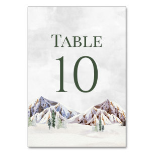 Rustic Winter Mountain Wedding Table Number Cards