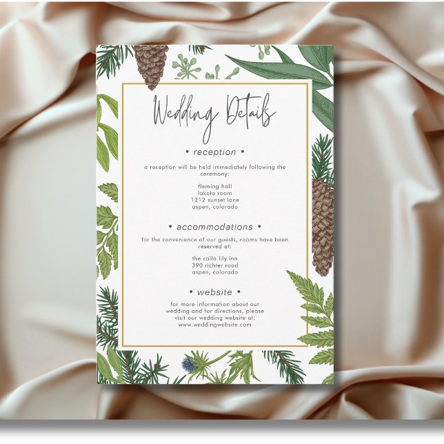 Rustic Winter Nature & Pine Frame Wedding Details Enclosure Card (Rustic Winter Nature & Pine Frame Wedding Details Enclosure Card)