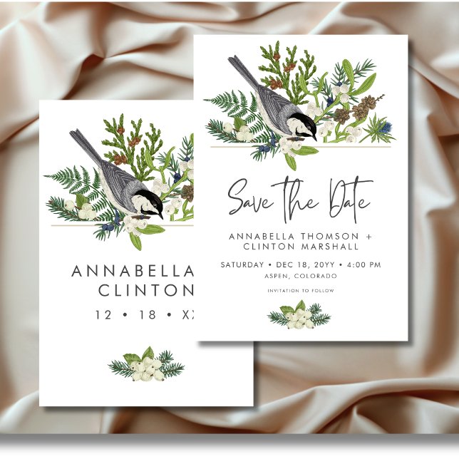 Rustic Winter Nature & Pine Wedding Save The Date (Rustic Winter Nature & Pine Wedding Save The Date)