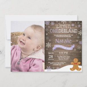 Rustic Winter Onederland 1st Birthday Invitation
