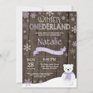 Rustic Winter Onederland 1st Birthday Invitation