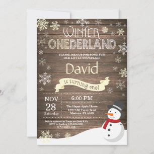 Rustic Winter Onederland 1st Birthday Invitation