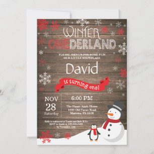 Rustic Winter Onederland 1st Birthday Invitation