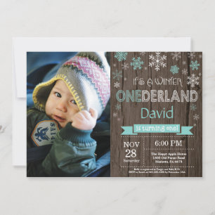 Rustic Winter Onederland 1st Birthday Invitation