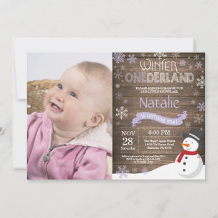 Rustic Winter Onederland 1st Birthday Invitation