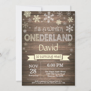 Rustic Winter Onederland 1st Birthday Invitation