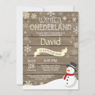 Rustic Winter Onederland 1st Birthday Invitation