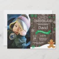 Rustic Winter Onederland 1st Birthday Invitation