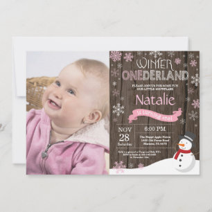 Rustic Winter Onederland 1st Birthday Invitation