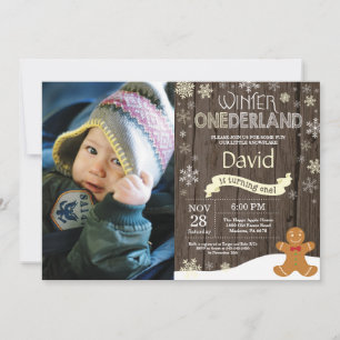 Rustic Winter Onederland 1st Birthday Invitation