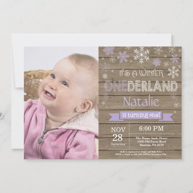 Rustic Winter Onederland 1st Birthday Invitation (Front)