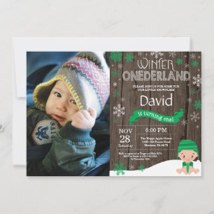 Rustic Winter Onederland 1st Birthday Invitation