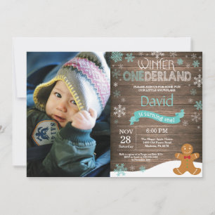 Rustic Winter Onederland 1st Birthday Invitation
