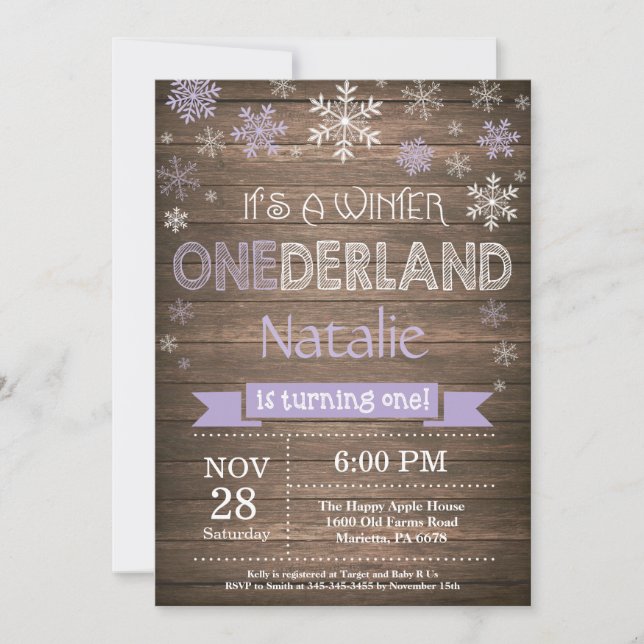 Rustic Winter Onederland 1st Birthday Invitation (Front)