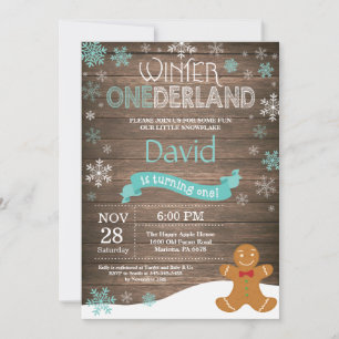 Rustic Winter Onederland 1st Birthday Invitation