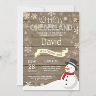 Rustic Winter Onederland 1st Birthday Invitation