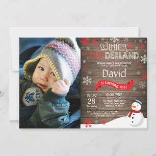 Rustic Winter Onederland 1st Birthday Invitation