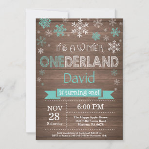 Rustic Winter Onederland 1st Birthday Invitation