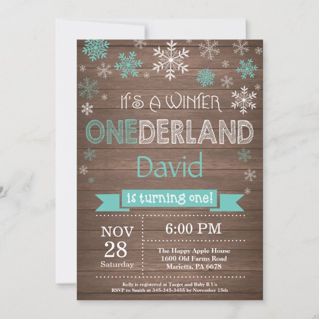 Rustic Winter Onederland 1st Birthday Invitation (Front)