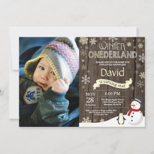 Rustic Winter Onederland 1st Birthday Invitation