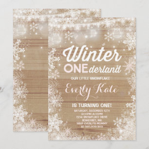Rustic Winter ONEderland Birthday Invitation