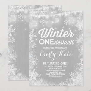 Rustic Winter ONEderland Birthday Invitation White