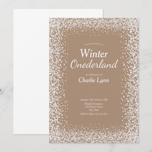 Rustic Winter Onederland First Birthday Invitation (Front/Back)