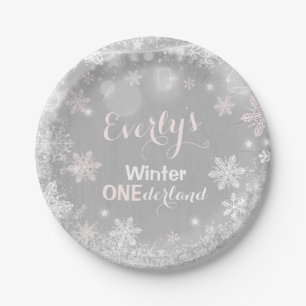 Rustic Winter ONEderland Paper Plate 7" Plate