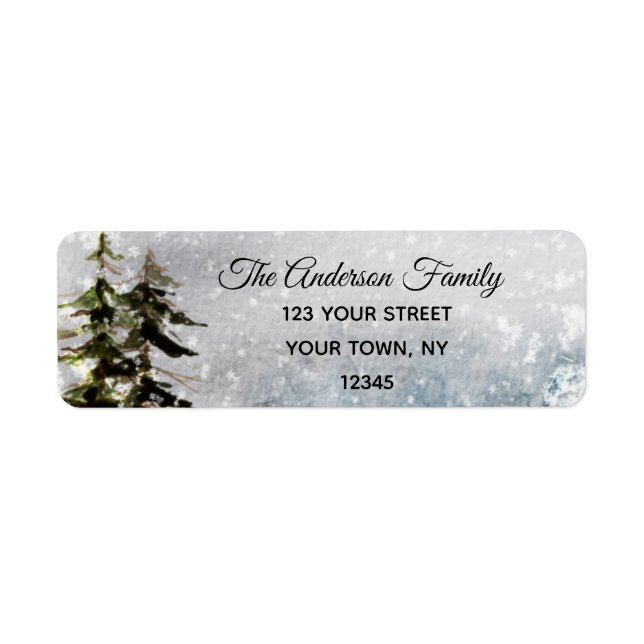 Rustic Winter Pine Snow Return Address (Front)