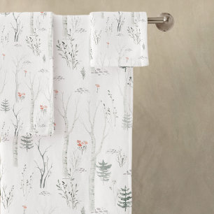 Rustic Winter Pine Tree Bath Towel Set