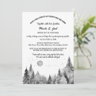 Rustic Winter Pine Tree Snow Outdoorsy Wedding  Invitation