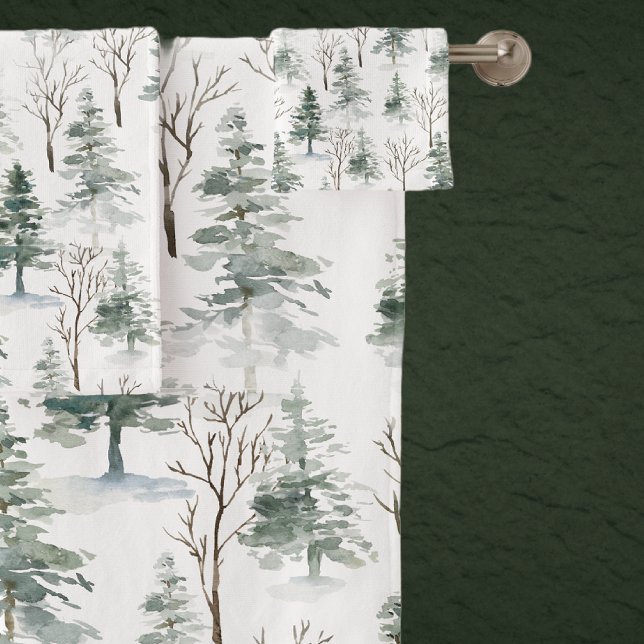 Rustic Winter Pine Trees Bath Towel Set (Creator Uploaded)