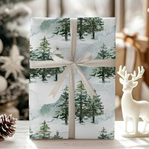 Rustic Winter Pine Trees Evergreen Forest Wrapping Paper