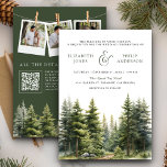 Rustic Winter Pine Trees Forest QR Code Wedding Invitation<br><div class="desc">Amaze your guests with this all in one forest theme wedding invite featuring beautiful pine trees and modern typography with QR code for online RSVP. Simply add your event details on this easy-to-use template and adorn this card with your favourite photos to make it a one-of-a-kind invitation.</div>