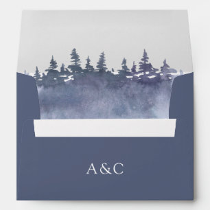 Rustic Winter Pine Trees Wedding Invitation Envelope
