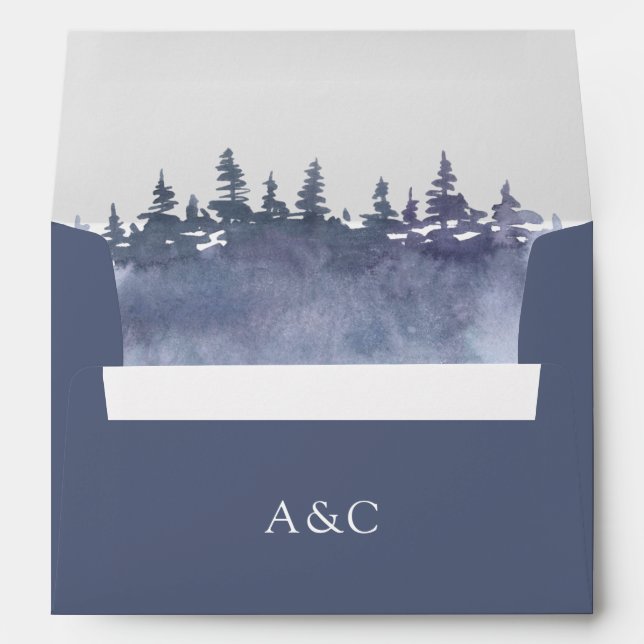 Rustic Winter Pine Trees Wedding Invitation Envelope (Back (Bottom))