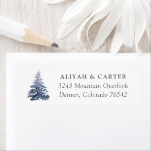 Rustic Winter Pine Trees Wedding Return Address