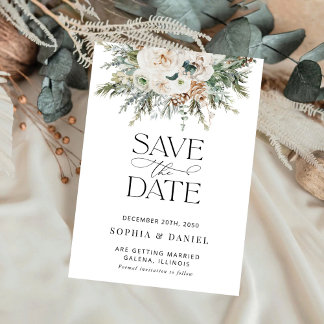 Rustic Winter Pinecone Save The Date Card