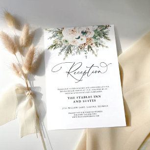 Rustic Winter Pinecone Wedding Reception Card