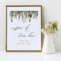 Rustic winter pines Coffee and Tea Bar sign