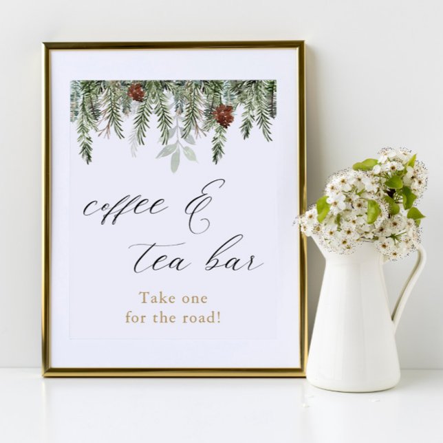 Rustic winter pines Coffee and Tea Bar sign (Creator Uploaded)