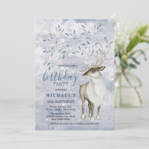 Rustic Winter Reindeer Birthday Party Invitation