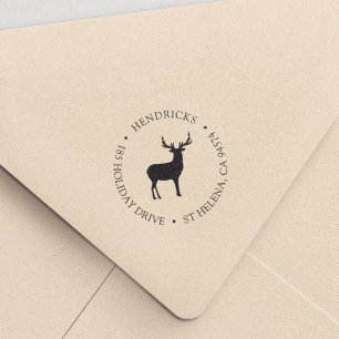 Rustic Winter Reindeer Return Address Self-inking Stamp